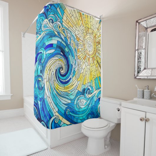 Ocean Wave Sun Mosaik Art Duschvorhang (Beispiel)