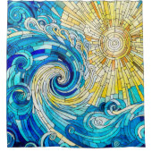 Ocean Wave Sun Mosaik Art Duschvorhang (Vorderseite)