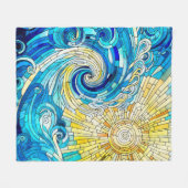Ocean Wave Sun Mosaik Art Fleecedecke (Vorderseite (Horizontal))
