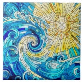 Ocean Wave Sun Mosaik Art Fliese (Vorderseite)