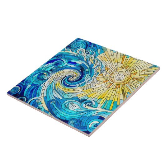 Ocean Wave Sun Mosaik Art Fliese (Seite)