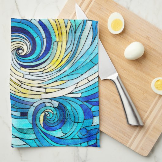 Ocean Wave Sun Mosaik Art Geschirrtuch (Viertel Falte)