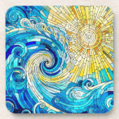 Ocean Wave Sun Mosaik Art Getränkeuntersetzer (Vorderseite)