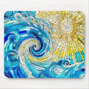 Ocean Wave Sun Mosaik Art Mousepad