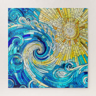 Ocean Wave Sun Mosaik Art Puzzle