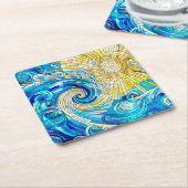 Ocean Wave Sun Mosaik Art Rechteckiger Pappuntersetzer (angewinkelt)
