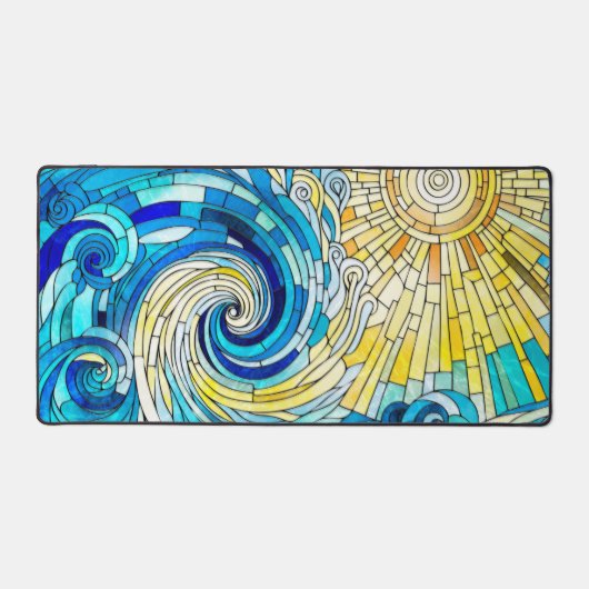 Ocean Wave Sun Mosaik Art Schreibtischunterlage (Vorderseite)