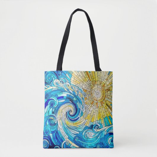 Ocean Wave Sun Mosaik Art Tasche (Vorderseite)