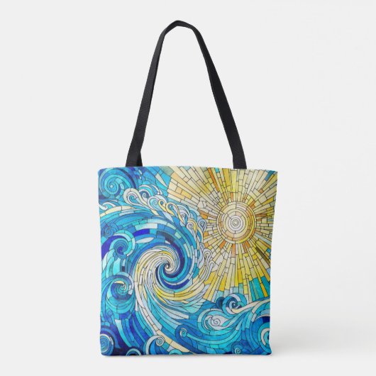 Ocean Wave Sun Mosaik Art Tasche (Rückseite)