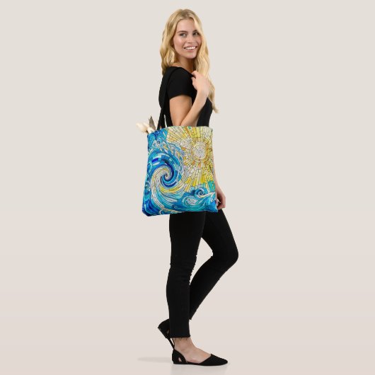 Ocean Wave Sun Mosaik Art Tasche (Am Model)