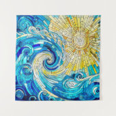 Ocean Wave Sun Mosaik Art Wandteppich (Vorderseite)