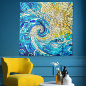 Ocean Wave Sun Mosaik Art Wandteppich