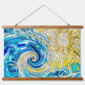 Ocean Wave Sun Mosaik Art Wandteppich Mit Holzrahmen (Vorne)
