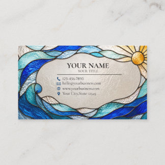 Ocean Wave Sun Stained Glass Business Card Visitenkarte