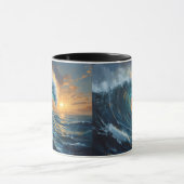 Ocean Wave Sunset Art – Abstract Sea Design  Tasse (Zentrum)