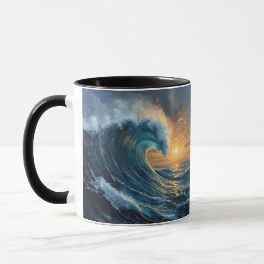 Ocean Wave Sunset Art – Abstract Sea Design  Tasse (Links)