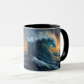 Ocean Wave Sunset Art – Abstract Sea Design  Tasse (VorderseiteRechts)