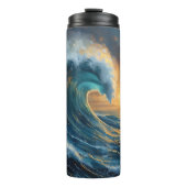Ocean Wave Sunset Art – Abstract Sea Design  Thermosbecher (Vorderseite)