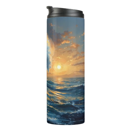 Ocean Wave Sunset Art – Abstract Sea Design  Thermosbecher (Nach rechts gedreht)