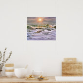 Ocean Wave Sunset Illustriert Art Poster (Küche)