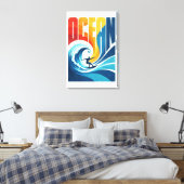 OCEAN Wave Surfer – Retro Surf Lifestyle Art Leinwanddruck (Insitu (Schlafzimmer))