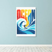 OCEAN Wave Surfer – Retro Surf Lifestyle Art Leinwanddruck (Insitu (Holzboden))