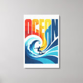 OCEAN Wave Surfer – Retro Surf Lifestyle Art Leinwanddruck (Vorderseite)