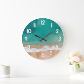 Ocean Wave Wall Clock – Sand and Sea Beach Home De Große Wanduhr (Zuhause)