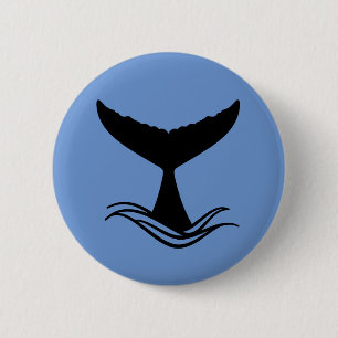 Ocean Wave Whale Schwanz Silhouette Button