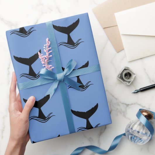 Ocean Wave Whale Schwanz Silhouette Geschenkpapier (Schenken)