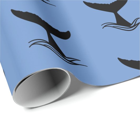 Ocean Wave Whale Schwanz Silhouette Geschenkpapier (Rolleneckpunkt)
