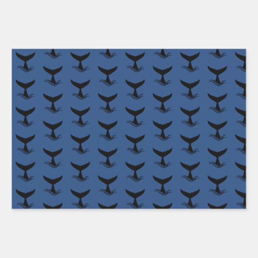 Ocean Wave Whale Schwanz Silhouette Geschenkpapier Set (Vorderseite 3)