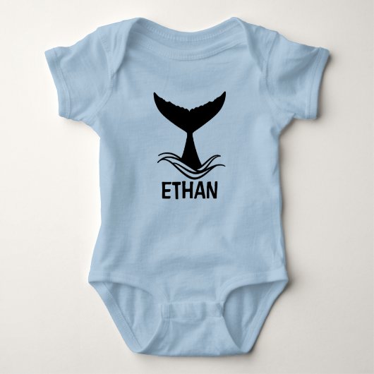 Ocean Wave Whale Tail Silhouette Baby Strampler (Vorderseite)