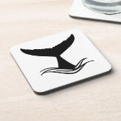 Ocean Wave Whale Tail Silhouette Getränkeuntersetzer (Linke Seite)