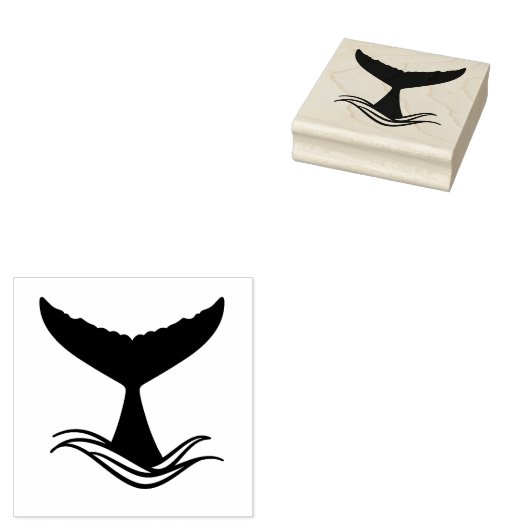 Ocean Wave Whale Tail Silhouette Gummistempel (Stempel)