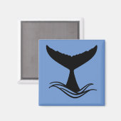 Ocean Wave Whale Tail Silhouette Magnet (Vorderseite/Rückseite)