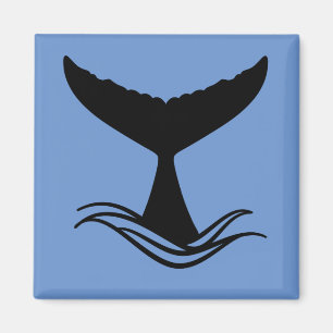 Ocean Wave Whale Tail Silhouette Magnet