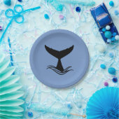 Ocean Wave Whale Tail Silhouette Pappteller (Party)