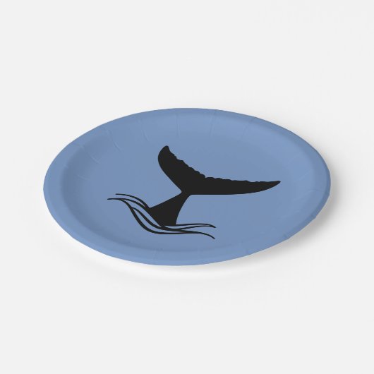 Ocean Wave Whale Tail Silhouette Pappteller (Schrägansicht)
