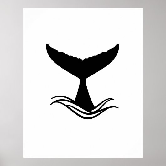 Ocean Wave Whale Tail Silhouette Poster (Vorne)