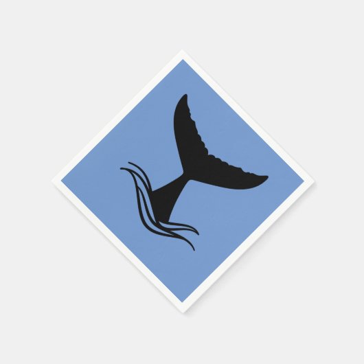 Ocean Wave Whale Tail Silhouette Serviette (Ecke)