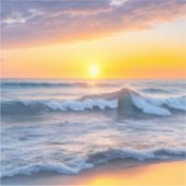 Ocean Waves and Beach Shore bei Sonnenuntergang Aufkleber (Vorderseite)