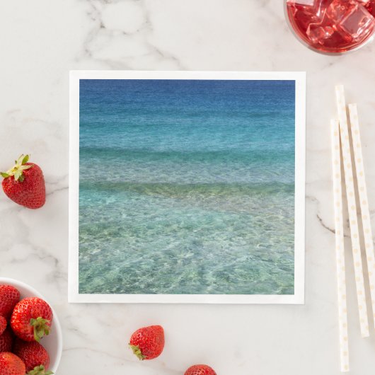 Ocean Waves Aqua Blue Abstrakt Art Paper Napkins Serviette (Beispiel)