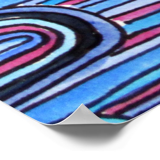 Ocean Waves Aqua Blue Art Muster Poster (Ecke)