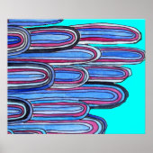 Ocean Waves Aqua Blue Art Muster Poster (Vorne)