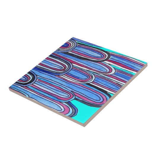 Ocean Waves Aqua Blue Muster Fliese (Seite)