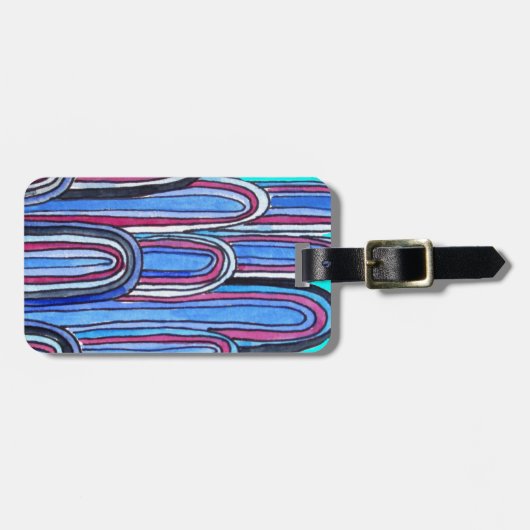 Ocean Waves Aqua Blue Muster Gepäckanhänger (Vorderseite horizontal)