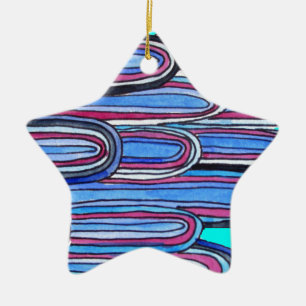 Ocean Waves Aqua Blue Muster Keramik Ornament