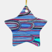 Ocean Waves Aqua Blue Muster Keramik Ornament (Hinten)