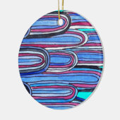 Ocean Waves Aqua Blue Muster Keramik Ornament (Links)